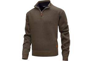 MeiLayM Pull Homme en Tricoté 1/4 Zip Pullover Col Montant Sweater d'hiver Chaudes Pulls Doublé de Polaire Pull-Over Pullover Slim fit Manches Longues
