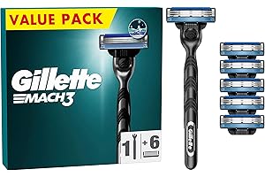 Gillette Mach3 Nassrasierer Herren, Rasierer + 6 Rasierklingen mit 3-fach Klinge, Geschenk für Männer