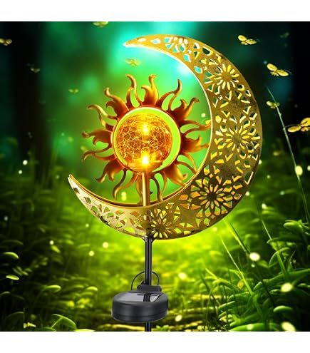Mond-Solarleuchte Mit Erdspieß – Metall-Gartenleuchte Mit Glaskugel, Warmweißes Licht, IP65 Wasserdicht, Für Terrasse, Weg & Beete