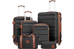 COOLIFE Koffer Set 6 Teilig: Luggage Set 16" 20" 24" 28" + Reisetasche & Kulturtasche | ABS Hartschale, 360° Rollen & TSA-Schloss Für Europa, Kreuzfahrt & Auslandsstudium – Familienurlaub Essentials