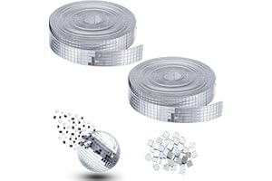 CPYJW 2 Tomes 3200 Pièces Miroirs Auto-Adhésifs Carreaux De Mosaïque,Mini Carreaux Mosaïque Carrés Verre Autocollant Mural Miroir En Verre Pour Salle De Bain L'hôtel Diy Disco Party Diy Decor (Argent)