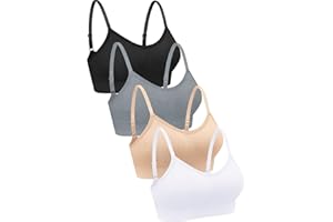 Geyoga 4 Stück Sports Bra Damen Set Bustier Gepolstert BH mit Dünnen Trägern Bequem Ohne Bügel