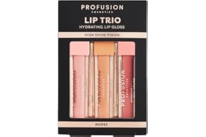 Profusion Cosmetics Lip Trio Hydrating Lip Gloss with High Shine Finish for All Skin Types, Achieve Luscious Lip with Bold and Nourishing Lip Gloss Set – Nudes