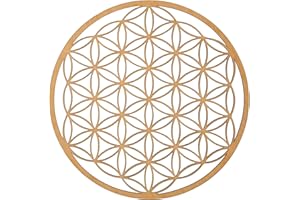 REISEGUT Fiore della vita, decorazione da parete in legno, diametro 28 cm, fiore della vita, geometria sacra, spiritualità e meditazione, regalo esoterico Feng Shui