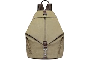 Kono Mochila de lona antirrobo para mujer, estilo vintage, de gran capacidad, para el trabajo, la escuela, la universidad, los viajes diarios, Khaki, 31 x 16 x 38 cm, Mochilas daypack