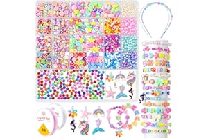 snookids Perlen für Armbänder, Armbänder Selber Machen Kinder, Bastelset Kinder ab 6 Jahre, Geschenke für Mädchen 5 6 7 8 9 10 Jahre, Weihnachtsgeschenke