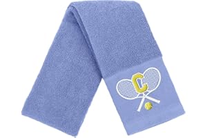 CGFN Tennis Towel,Tennis Gifts for Men Women,13”x 43” Cotton Embroidered Towels with Monogrammed Tennis Accessories on Birthday, Retirement (Blue, Initial-C)