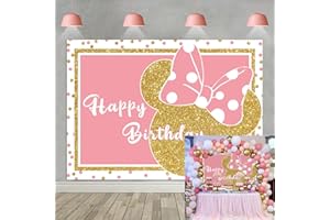 LXN Mouse Minnie Sfondo Glitter Oro Sfondo Principessa Ragazze Buon Compleanno Mickey Sfondo TortaDecorazione Tavolo Sfondo 2,1 m x 1,5 m