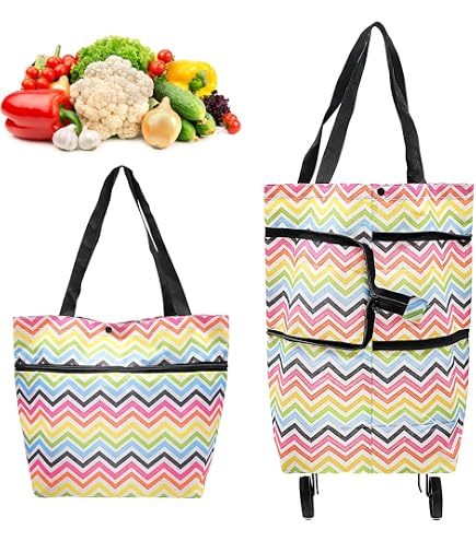 Sac à Roulettes Pliable SANON - Chariot De Courses Réutilisable, Pratique Pour Supermarché Et Voyages