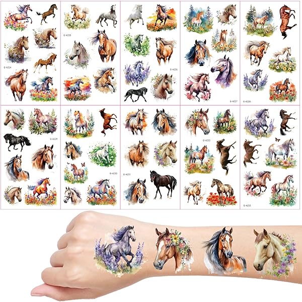 Tatouage Enfant Animaux,10 Feuilles Tatouage Ephemere Enfant Pour 3 à 10 Ans ,Faux Tatouage Aquarelle Pour Garçons Filles,Cadeau Anniversaire Enfants Invites Décoration De Fête Petit Cadeau Pinata