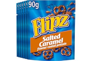 Flipz Salted Caramel Flavour Coated Pretzel Snacks, Sweet and Salty Bites, 90 g (Pack of 6)