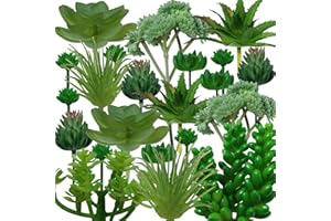 QUOZUO 22 suculentas verdes artificiales, mini suculentas falsas para manualidades, hogar, terrario, pared, jardín, arreglo de oficina (sin maceta)