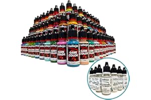 Silu - Vallejo Game Color Gamma Completa con 80 Colori + 7 Prodotti Ausiliari Mediums, Vernici e Diluenti, per Pittura Miniature, Figurine, W40K, Mockup