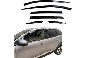 AUTO CLOVER Lot de 6 déflecteurs d'air pour Peugeot 3008 2016+ Noir E207