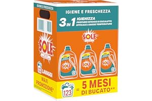 Sole Detersivo Lavatrice Igiene e Freschezza 123 Lavaggi, Formula igienizzante, Detersivo Lavatrice Liquido Igiene e Freschezza, rimuove le macchie a basse temperature