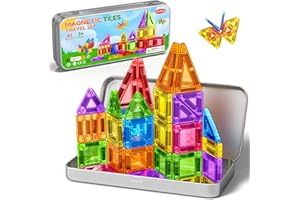 Magnetische Bausteine 42PCS Mini Magnetbausteine Reiseset Magnetspielzeug Montessori Reisespielzeug Magnet Kinder Spiel Bausteine Magnetic Tiles Geschenk Spielzeug ab 3 4 5 6 7+ Jahre Junge Mädchen