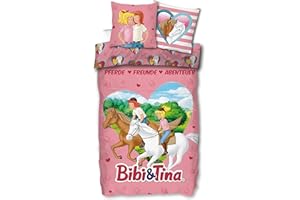 ‎SKYBRANDS SkyBrands Bibi und Tina Bettwäsche 135x200 80x80 Baumwolle · Kinderbettwäsche für Mädchen · 2 teilig Bettbezug Kissenbezug