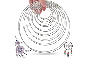 SOSMAR 16 Pieces Dream Catcher Hoops 8 Size Dreamcatchers Rings Weldable Metal Ring for Macrame Wedding Décor DIY Handcraft Project (5/6.5/8/10/12/14/16/19cm) Silver