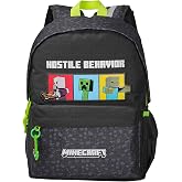 CYPBRANDS - Minecraft School Backpack, Adaptable to Trolley, Large, Lightweight, Durable, Black Color, Official Product
