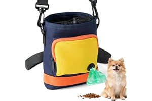 SUPERWSLING Leckerlitasche für Hunde – Futterbeutel Hundetraining mit Reißverschluss, verstellbarem Gürtel/Schultergurt. Ideal für Hundefutter, Handy, Schlüssel, Hundekotbeutel und Spielzeug-(Gelb)