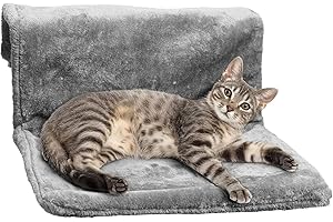 Navaris Amaca per Gatti Termosifone - Letto per Gatto da Appendere - Morbida Cuccia Regolabile per Calorifero - Lettino Radiatore con Cuscino Lavabile - Fino a 15 kg - Grigio