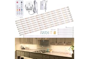 WOBANE Under Counter Light, Dimmable LED Under Cabinet Lighting, 8* 50cm LED Strip Light Bars with Remote Control for Kitchen,Shelf,Pantry,Showcase,Desk,Cupboard Timing, 1900LM,4m 4000K Natural White