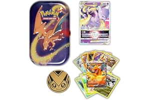 COASTAL BUNDLES Ultimate Pokemon Mini Tin Bundle - Includes 50 Assorted Trading Cards, 1 Ultra Rare Shiny Card and Collector's Coin - Ideal for Pokemon Card Tins, Storage, Display and Perfect for Pokemon TCG Fans!