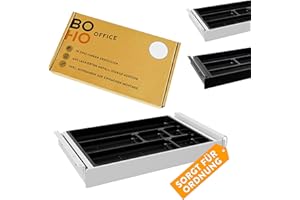 boho office® Basic Stiftablage, Organizer, Schubladenauszug, Utensilen-Auszug in Weiß Maß 40,5 x 24,9 cm zur Befestigung unterhalb der Arbeitsplatte mit praktischer Einlage