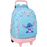 STITCH WAVES - Large Backpack with Wheels, Compact, Removable, Ideal for Children of Different Ages, Comfortable and Versatil