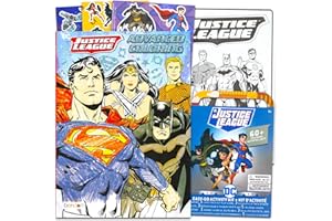 DC Comics Justice Leage Advanced Coloring Book Set - Bundle with Adult Justice League Coloring Book Featuring Superman, Batman, Wonder Woman, More Plus Stickers | Superman Adult Coloring Book