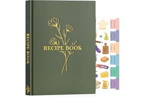 Lanpn Libro de Recetas Tapa Dura, Mi Cuaderno Recetas B5 Para 120 Recetas, Recetario de Cocina para Escribir, Recipe Journal Book, Libretas para Recetas de Cocina en Blanco, Verde, Inglés