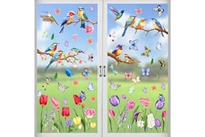 Lets Joy 9 Hojas Pegatinas de Ventana de Pájaros, Pegatinas de ventana de Primavera, Ventana de Anticolisión Pegatinas, Decoraciones de Etiqueta de Ventana de Pájaros, Primavera Verano Ventana Deco