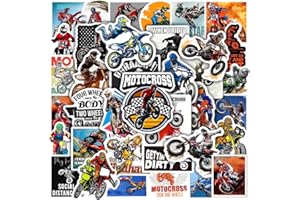 RGBEE Moto-Cross Aufkleber 50 Stück, Wasserfeste Vinyl Sticker Set für Laptop, Koffer, Helm, Motorrad, Skateboard, Snowboard, Auto, Fahrrad, Computer, Graffiti Aufkleber Decals