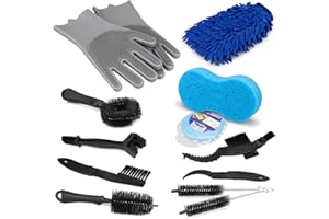 ‎CEVILLAE 12 IN 1 Fahrrad Reinigungsbürste Kits, CEVILLAE Fahrrad Reinigungsset Kettenreiniger Fahrrad pflegeset für MTB Rennrad Fahrradkette/Kurbel/Reifen/Kettenblatt/Radfahren/Felgen Kettenbürste