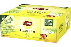 Lipton Yellow Label | czarna herbata | z ręcznie zbieranymi liśćmi | na bazie roślin, pojedynczo pakowane torebki | certyfikat Rainforest Alliance | 1 opakowanie | 100 torebek