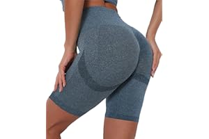 Merlvida Cintura Alta Leggins Cortos Mujer Push Up Pantalones Cortos Deporte sin Costuras Gym Shorts Elásticos Mallas Cortas Opacos Ropa Verano Leggings Deportivos para Yoga Fitness Running