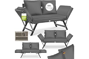 KESSER Luna ławka ogrodowa z polirattanu z funkcją leżenia, sofa ogrodowa 4 w 1, funkcja regulacji, odporna na warunki atmosferyczne, sofa balkonowa, regulowane podłokietniki, bardzo gruba i miękka