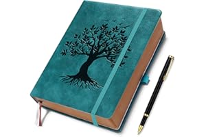 ‎ZXHQ ZXHQ Tagebuch für Erwachsene(14.5 x 21 cm) Liniert Notizbuch– PU Leder Hardcover im Lebensbaum Design, 360 Seiten, mit Stift, Das Perfekte Geschenk für Familie und Freunde - Seegrün