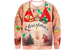 COSAVOROCK Unisex Ugly Christmas Sweatshirt 3D Printed Long Sleeve Xmas Jumpers