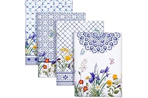 ‎ARQUIEL Arquiel Küchentücher Baumwolle 4 Stück, Geschirrtücher 100% Baumwolle Retro Wildflower Küchenhandtuch Set Multi-Purpose Hochwertige Küche Trockentuch Bar Handtücher 48 x 70CM