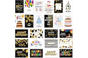 Zyluniy Lot de 24 Cartes d'anniversaire avec Enveloppe et Autocollants, Carte de Vœux Anniversaire Femme, Carte Postale, Carte Anniversaire Homme, Cartes de Vœux Pliantes pour Hommes, Femmes, Enfants
