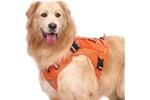 OneTigris Harnais tactique FIRE Watcher pour chien de grande taille, avec poignées et anneau en D, anti-traction réglable, pour la randonnée et l'entraînement, taille L, orange