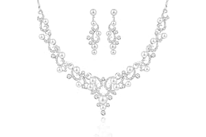 Uloveido Alloy Crystal Hochzeitsschmuck Sets für Bräute Strass Halskette und Ohrringe Platiniert Y644