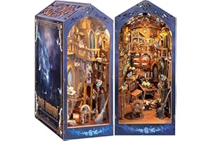RONSTONE Book Nook Kit avec Housse de Protection - DIY Booknooks Maison de Poupée Miniatures avec lumière LED - Casse-tête en Bois 3D Kit de Maquette de Laboratoire Magique pour Adultes