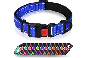 Taglory Reflekterande hundhalsband i nylon med säkerhetsspänne, justerbara husdjurshalsband med mjuk neoprenstoppning för små