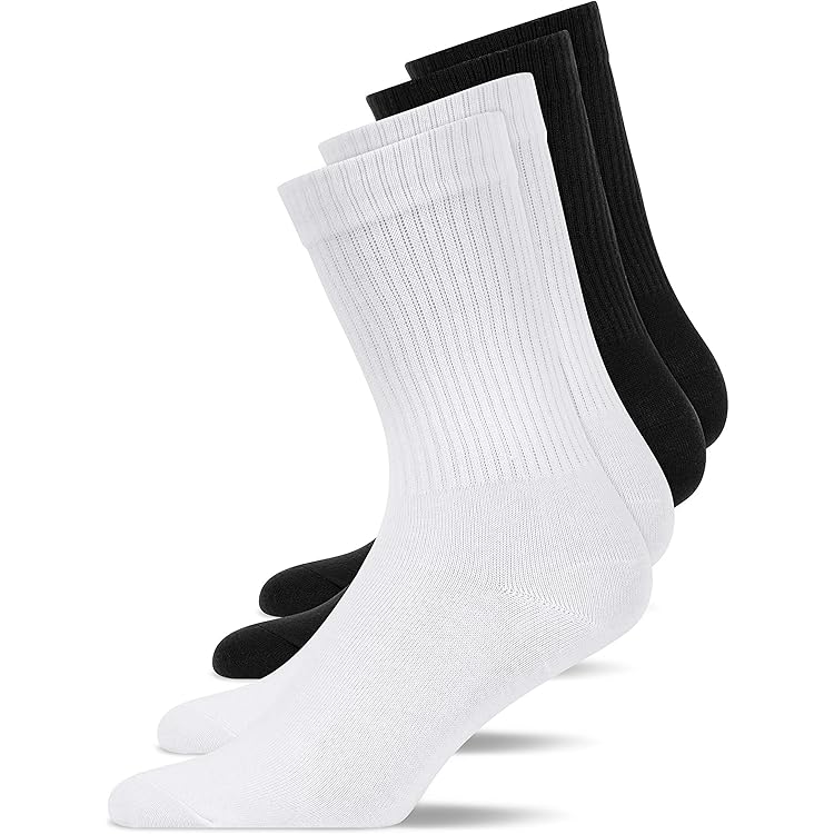 Baesics Tennissocken (4-Paar) Unisex, Atmungsaktive Sportsocken aus Baumwolle, langlebige Crew Socken, Ideal für Sport & Freizeit, ÖkoTex100
