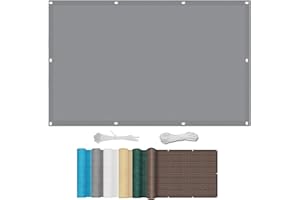 SUNLIMEI Toldo Vela de Sombra 1.4 x 4 m Transpirable Malla Sombreo Toldo Sombra Permeable Al Agua con Cuerda Libre para Patio, Jardín, Terraza, Gris Claro