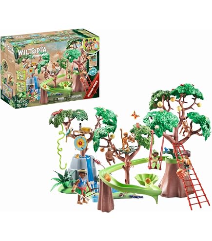 Playmobil 5557 – Cabane Dans Les Arbres Des Aventuriers – 16 Animaux – Pont Piège Et Poulie – Dès 4 Ans