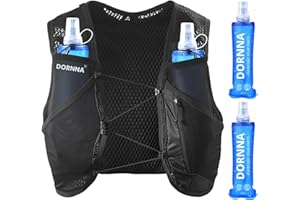 DORNNA Light Edition V1 - Sac Trail + 2 PCS Gourde Souple 500 ML sans BPA, Sac Hydratation Running Homme e Femme, Gilet Hydratation.