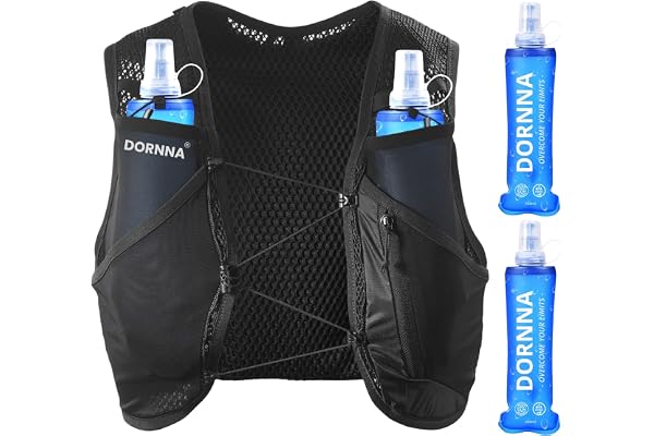 DORNNA Light Edition V1 - Sac Trail + 2 PCS Gourde Souple 500 ML sans BPA, Sac Hydratation Running Homme e Femme, Gilet Hydratation.